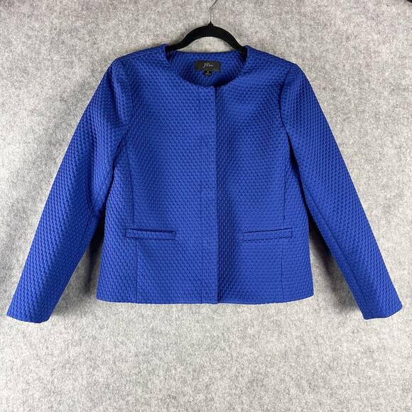 J. Crew Jackets & Blazers - J Crew Portfolio Blazer Jacket Womens 4 Blue Matelasse Stretch Textured Classic